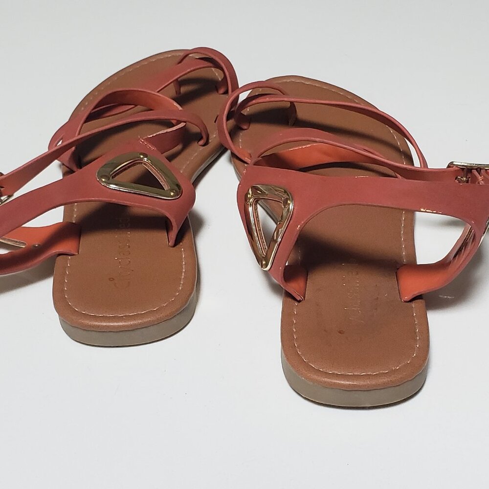 City Classied Burnt Orange Sandals with Gold Embellishment - Picture 2 of 12